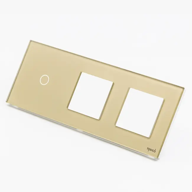 Panou intrerupator simplu touch + priza dubla din sticla Tosyco