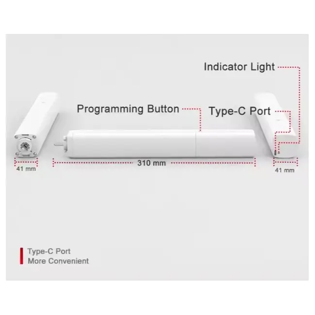 Kit sina pentru perdele / draperii extensibila 2.2m-4m automarizare cu motor electric smart Zigbee ML40 cu acumulator Tosyco si telecomanda compatibil cu Tuya, Google Home, Amazon Alexa