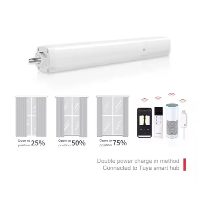 Kit sina pentru perdele / draperii extensibila 2.2m-4m automarizare cu motor electric smart Zigbee ML40 cu acumulator Tosyco si telecomanda compatibil cu Tuya, Google Home, Amazon Alexa