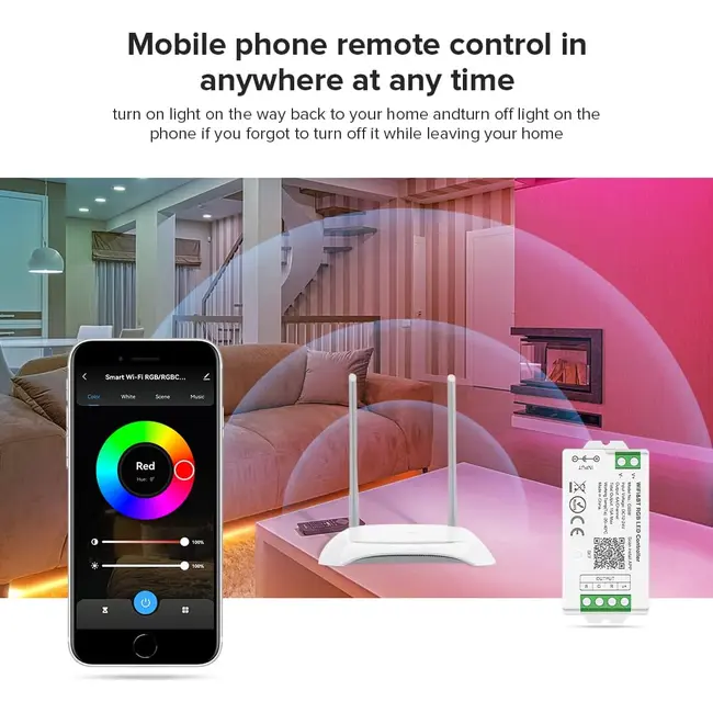 Controler banda LED RGB SMART WIFI C03W Tosyco compatibil cu Tuya, Google Home, Amazon Alexa