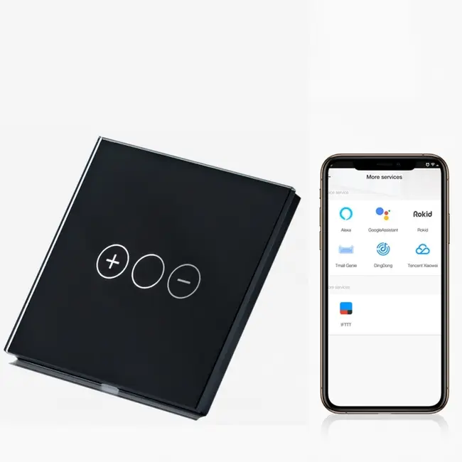 Intrerupator dimabil simplu smart WIFI cu NUL cu touch (tactil) din sticla 120W Tosyco ECO compatibil cu Tuya, Google Home, Amazon Alexa