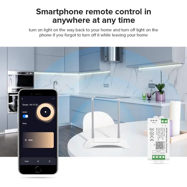Controler banda LED Monocolor SMART WIFI C01W Tosyco compatibil cu Tuya, Google Home, Amazon Alexa