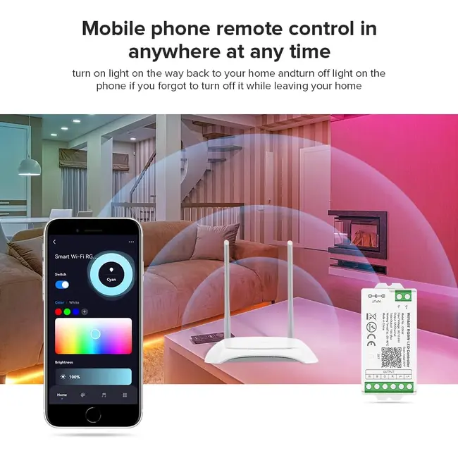 Controler banda LED RGBW SMART WIFI C04W Tosyco compatibil cu Tuya, Google Home, Amazon Alexa