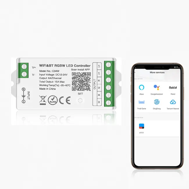 Controler banda LED RGBW SMART WIFI C04W Tosyco compatibil cu Tuya, Google Home, Amazon Alexa