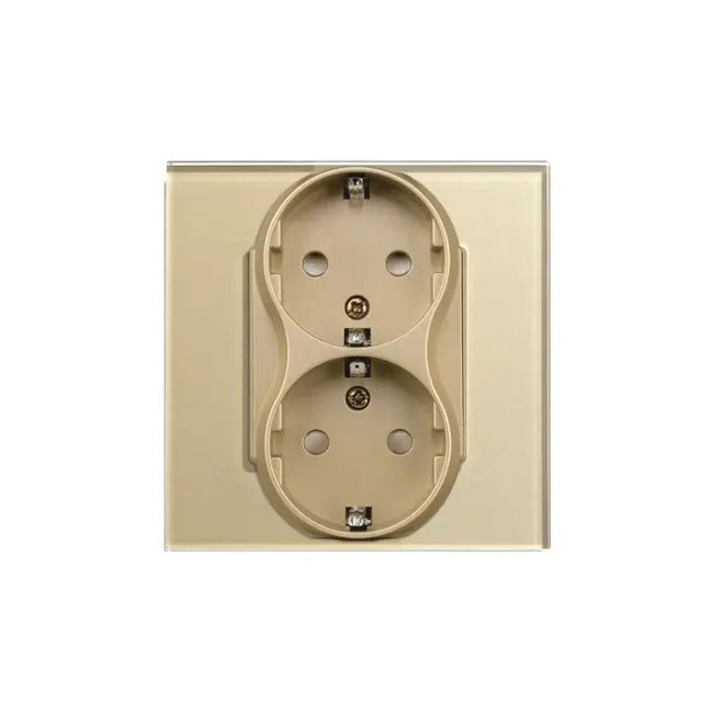 Priza schuko dubla pentru o doza cu rama din sticla Tosyco