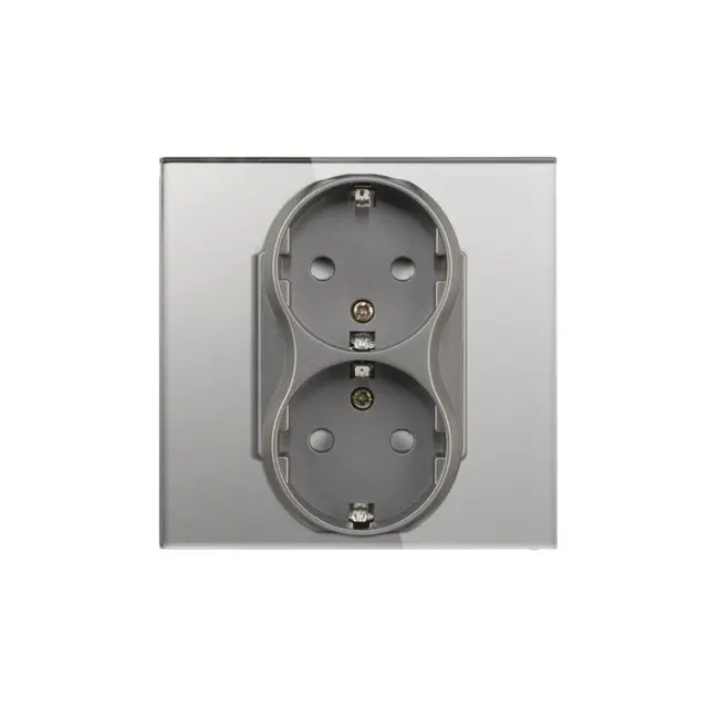 Priza schuko dubla pentru o doza cu rama din sticla Tosyco