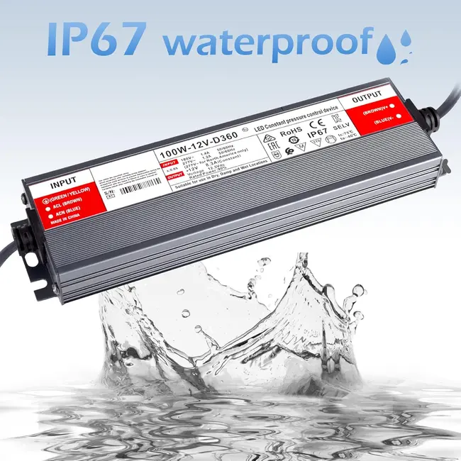 Sursa de alimentare slim 12V 8.3A 100W IP67 pentru exterior Tosyco