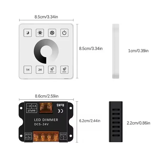 Controler dimabil banda LED Monocolor 5-24V 30A + Telecomanda touch tip intrerupator Tosyco
