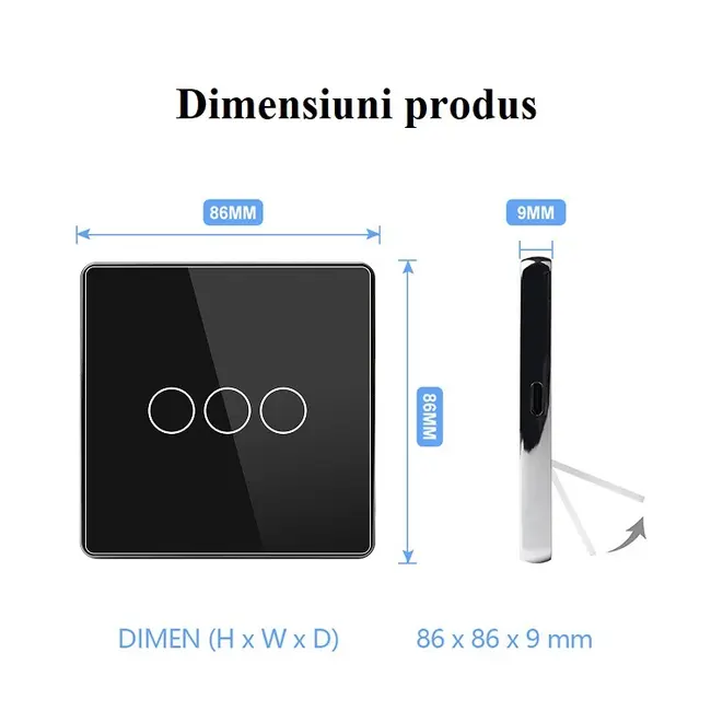 Telecomanda touch tripla tip intrerupator Scene Switch Zigbee Tosyco