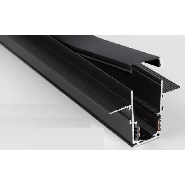 Sina magnetica montaj incastrat sub rigips, aluminiu, 1M Negru Tosyco
