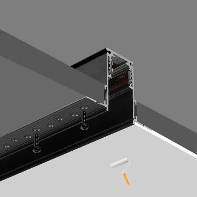Sina magnetica montaj incastrat pe rigips, aluminiu, 1M Negru Tosyco