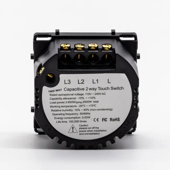 Modul intrerupator cap scara / cruce triplu cu touch (tactil) din sticla 1000W Tosyco