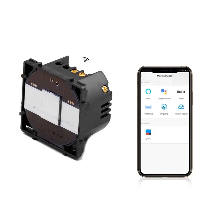 Modul intrerupator simplu smart WIFI fara NUL cu touch (tactil) din sticla 1000W Tosyco compatibil cu Tuya, Google Home, Amazon Alexa