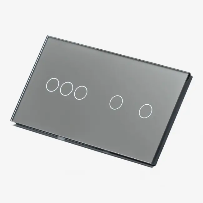 Panou intrerupator triplu + dublu cu touch (tactil) din sticla Tosyco