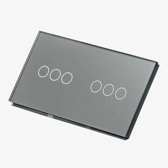 Intrerupator triplu + triplu cu touch (tactil) din sticla 1000W Tosyco