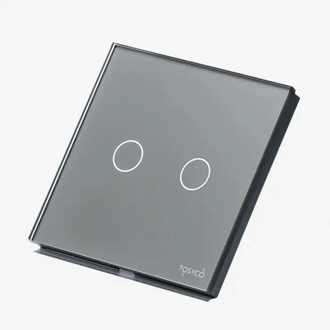 Panou intrerupator dublu cu touch (tactil) din sticla Tosyco