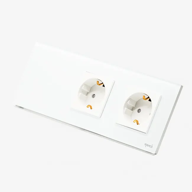 Intrerupator simplu cu touch (tactil) 1000W + priza schuko dubla cu rama din sticla Tosyco