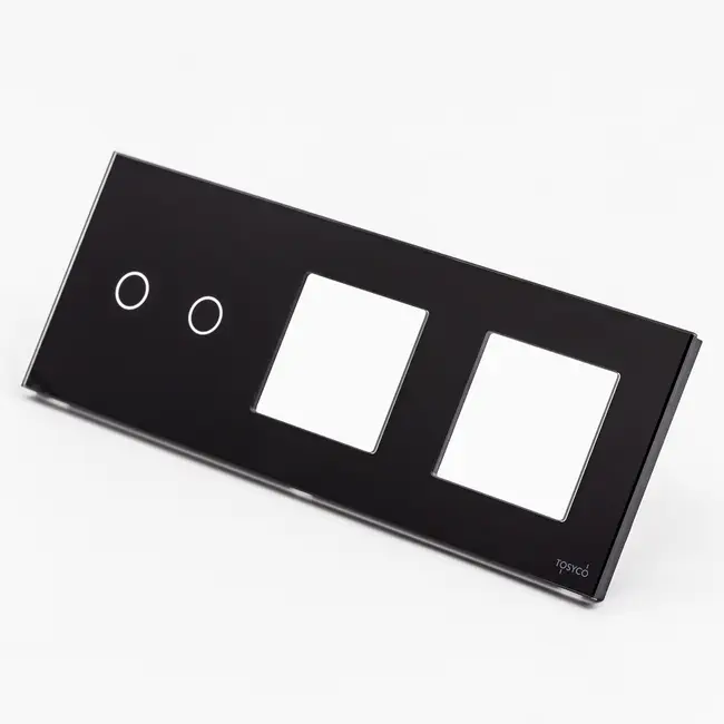 Panou intrerupator dublu touch + priza dubla din sticla Tosyco