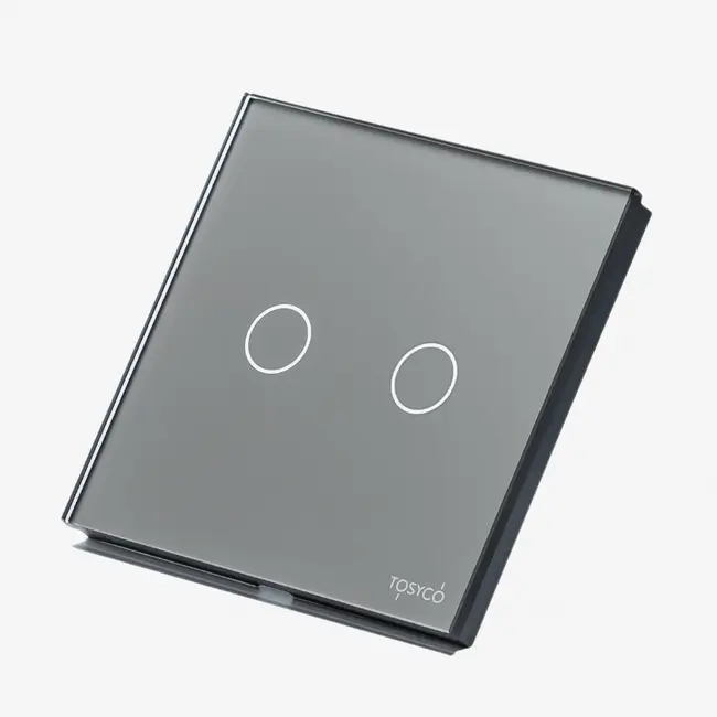 Panou intrerupator dublu cu touch (tactil) din sticla Tosyco