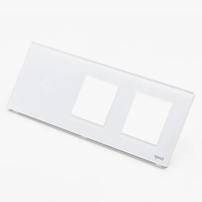 Panou intrerupator simplu touch + priza dubla din sticla Tosyco