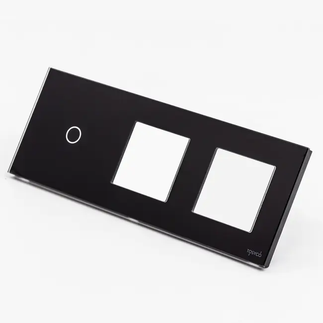 Panou intrerupator simplu touch + priza dubla din sticla Tosyco