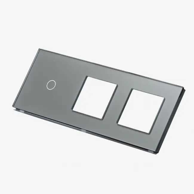 Panou intrerupator simplu touch + priza dubla din sticla Tosyco