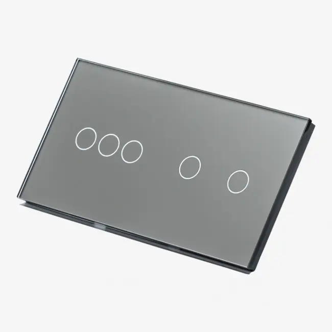 Panou intrerupator triplu + dublu cu touch (tactil) din sticla Tosyco