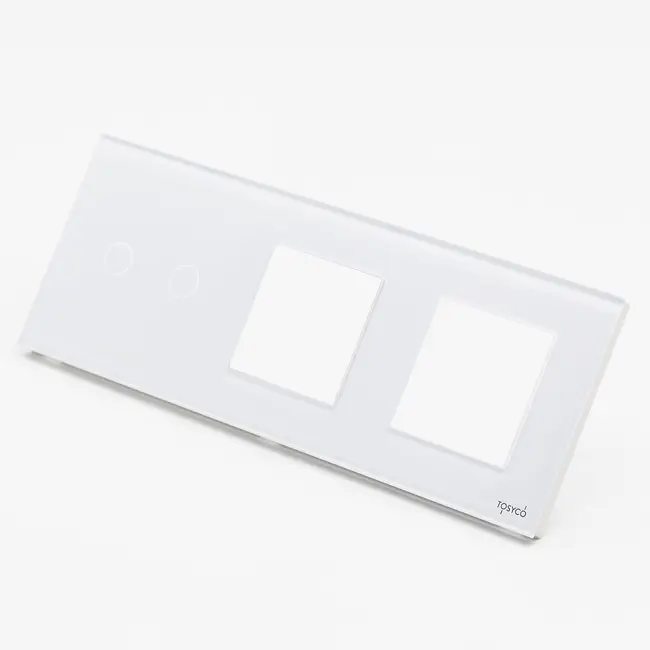 Panou intrerupator triplu touch + priza dubla din sticla Tosyco