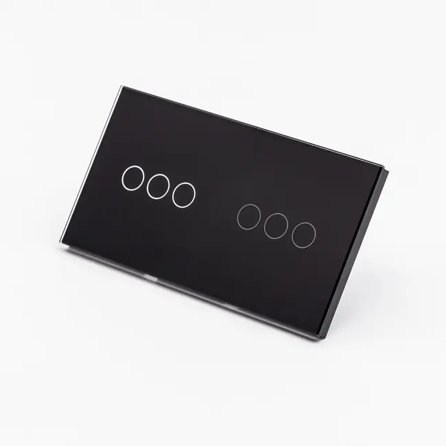 Panou intrerupator triplu + triplu cu touch (tactil) din sticla Tosyco