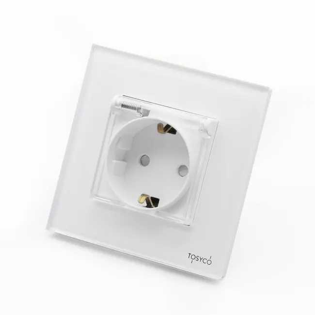 Priza schuko cu capac protectie cu rama din sticla Tosyco
