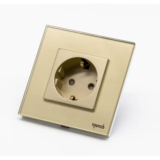 Priza schuko simpla cu rama din sticla Tosyco