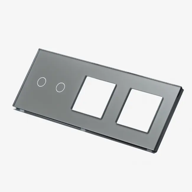 Panou intrerupator dublu touch + priza dubla din sticla Tosyco