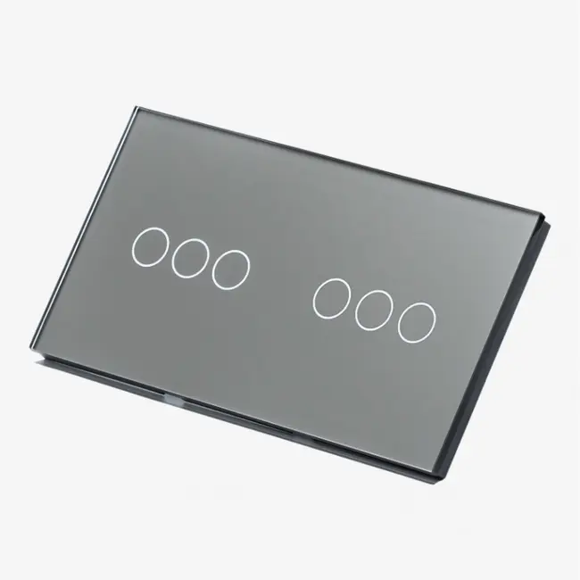 Panou intrerupator triplu + triplu cu touch (tactil) din sticla Tosyco